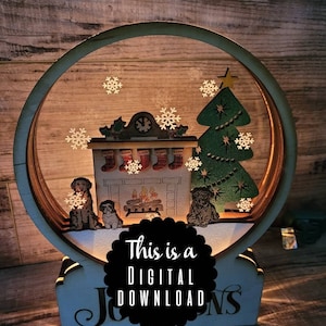 Custom Kamin Digital SVG Datei Schneekugel Strümpfe Glowforge