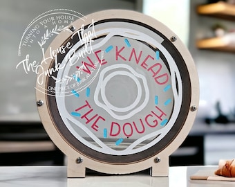 Donut Tip Glas – &#39;We Knead the Dough&#39; &#39;Danke ein ganzes Bündel&#39; | Lustig bemaltes Einmachglas aus Acryl & Holz | Bäckerei, Café oder Coffee Shop Decor