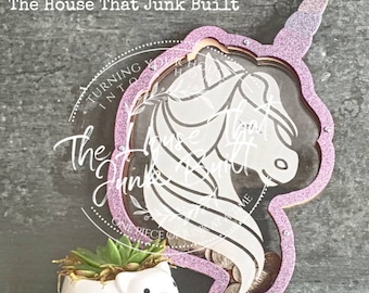 Unicorn Custom Wood Piggy Bank Glitter Girls decor