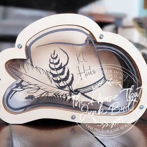 Cowboy Hat Tip Jar – Western Hat Bar Decor – Funny Acrylic & Wood Tip Box for Saloon, Rodeo, or Country Events