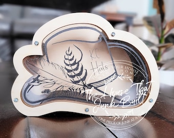 Cowboy Hat Tip Jar – Western Hat Bar Decor – Funny Acrylic & Wood Tip Box for Saloon, Rodeo, or Country Events