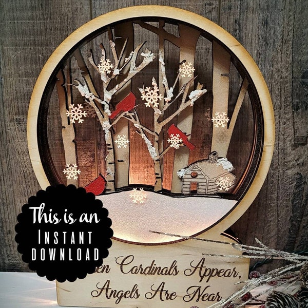 When Cardinals Appear Snow Globe SVG FILE Glowforge Laser Cut When Cardinals Appear Snow Globe SVG FILE Glowforge Laser Cut