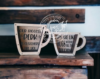 Kaffee Trinkgeld Dose – Bemalte Acryl & Holz Dose | Café, Coffee Shop oder Espresso Bar Decor