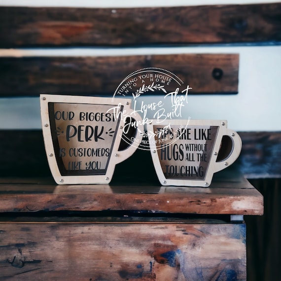 Coffee Tip Jar – Painted Acrylic & Wood Jar | Café, Coffee Shop, or Espresso Bar Decor