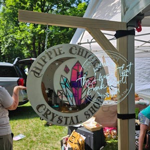 Custom Canopy Business Sign – Wood & Acrylic Booth Display Sign for Small Shops and Markets