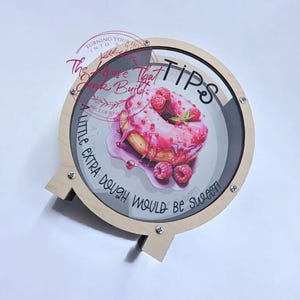 Funny Donut Tip Jar – “Extra Dough” Acrylic & Wood Tip Box – Bakery, Coffee Shop, Food Truck Decor