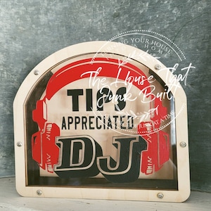 DJ Tip Jar – 'Tips Appreciated!’ | Funny Painted Acrylic and Wood Jar | Party, Club, or Music Event Tip Jar Decor