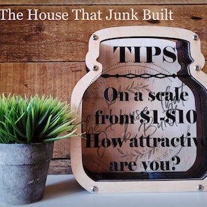 Funny Tip Jar – “On a Scale from 1–10, How Attractive Are You?” – Wood & Acrylic Tip Box for Bars, Food Trucks, Cafes