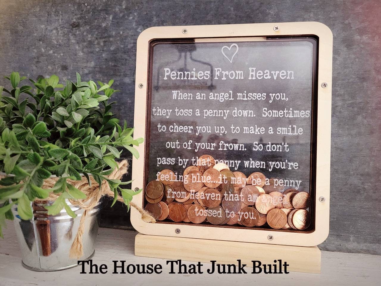 Pennies from Heaven Bank custom wood piggy bank memorial bereavement …