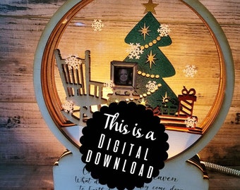 Christmas In Heaven Snow Globe Large SVG File Glowforge Laser File