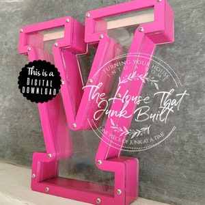 V Alphabet Letter Custom Piggy Bank SVG Digital Download File