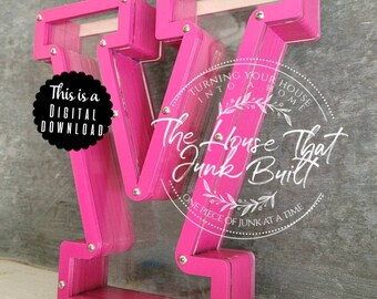 V Alphabet Letter Custom Piggy Bank SVG Digital Download File