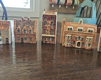 Vintage John Putnam Heritage Houses Set of 5 | 1979 English Ceramic Cottage Miniatures | Made in England | British Village Decor