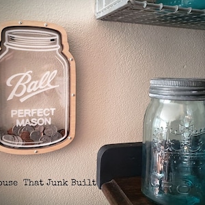 Ball Mason jar Wood piggy bank