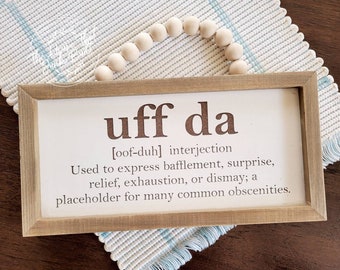 Uffda Definition Sign – Boho Beaded Hanger Wall Decor, Funny Scandinavian Saying, Rustic Nordic Decor, Norwegian Gift, Farmhouse Wall Art