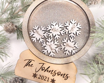 Snowflake Snowglobe Christmas ornament large Custom!