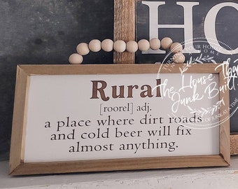 Rural Definition Sign – Boho Beaded Hanger Wall Decor, Rustic Country Living Sign, Farmhouse Style Wall Art, Handmade Gift for Homesteaders