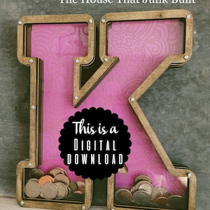 K Piggy Bank Custom Alphabet K Only SVG Digital File