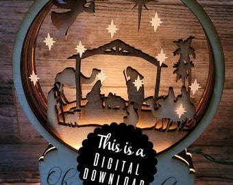 Nativity Snow Globe Large SVG Digital File Glowforge