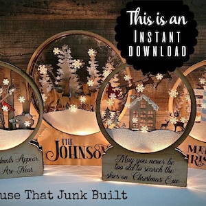 Zestaw plików SVG Snow Globes 4 Kup 3, a otrzymasz 1 GRATIS! Glowforge Laser