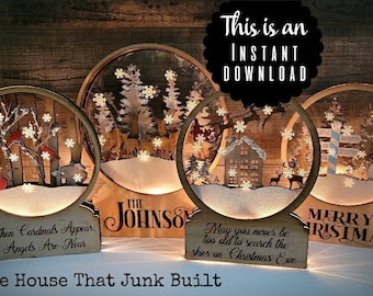 Snow Globes SVG File Set 4 Buy 3 GET 1 FREE! Glowforge Laser
