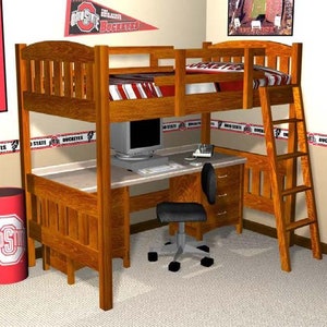 Handmade Loft Bed with Desk Woodworking Plans (PDF Download)