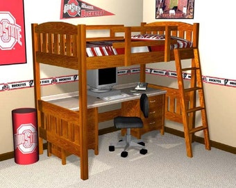 Handmade Loft Bed with Desk Woodworking Plans (PDF Download)