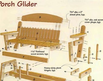 Front Porch Glider, Woodworking Projects, Woodworking Plans, Glider Plans, Patio Glider, PDF Download