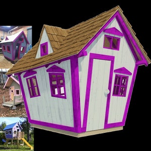 Crooked Playhouse Timber Construction Plans: DIY Outdoor Kids Wooden Clubhouse Building Guide