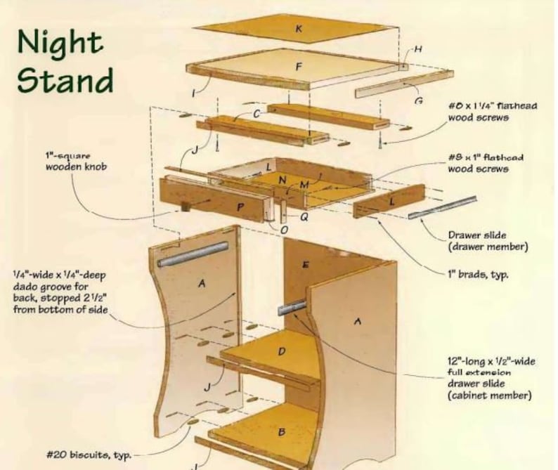 Night Stand Plan, End Table Plan, Woodworking Plans, DIY Plans Etsy