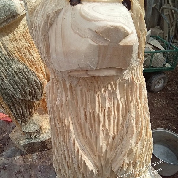 Chainsaw Carvings,  Chainsaw Carved Cub Bears: Rustic Wood Sculpture for Nature Lovers, Chainsaw Art, Handcrafted, Handmade