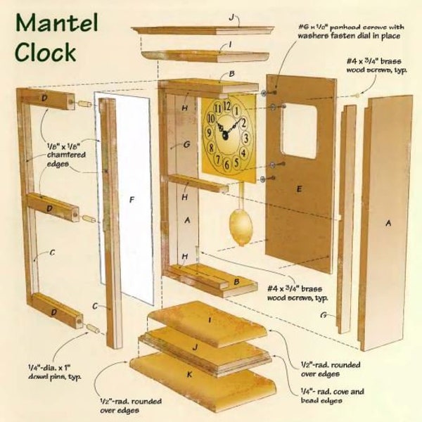 Mantel Clock, Do It Yourself, Woodworking Projects, Mantel Clock Plans, Woodworking Plans, diy Clock Plans