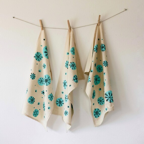 Tea Towel Winter Snowflake Kitchen Towel Etsy