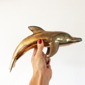 Vintage Large Brass Dolphin 11&quot; || Midcentury
