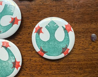Rebel Linocut Printed Pinback Button