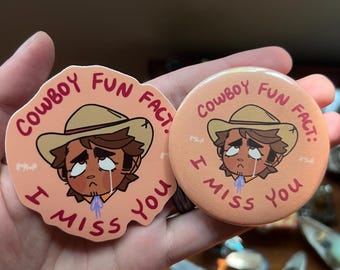 Cowboy Fun Fact Sticker and Button Set