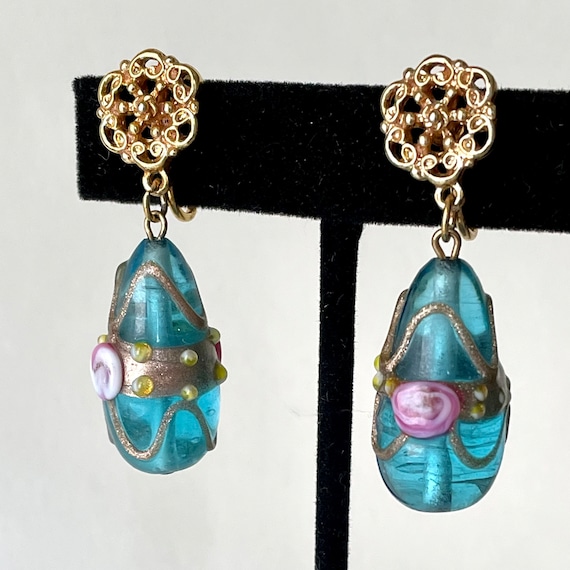 Renaissance Inspired clip on dangle earrings - image 1