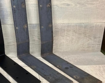 ¡OFERTA! Soportes de respaldo de banco de acero crudo de 24" x 3": Soportes de respaldo de metal resistente de 24x3x1/4 con una división 12/12, 2 curvas.