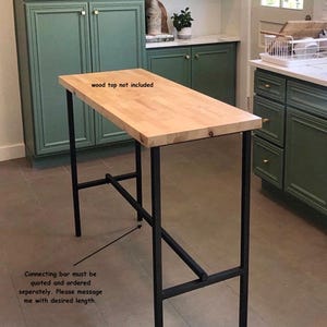H-Frame Metal Table Legs, 1"x1" (PAIR) 14"-45" Tall! Custom Sofa, Bar, Island, or Steel Bench Height, Black Powder Coat (No Wood or Bar)