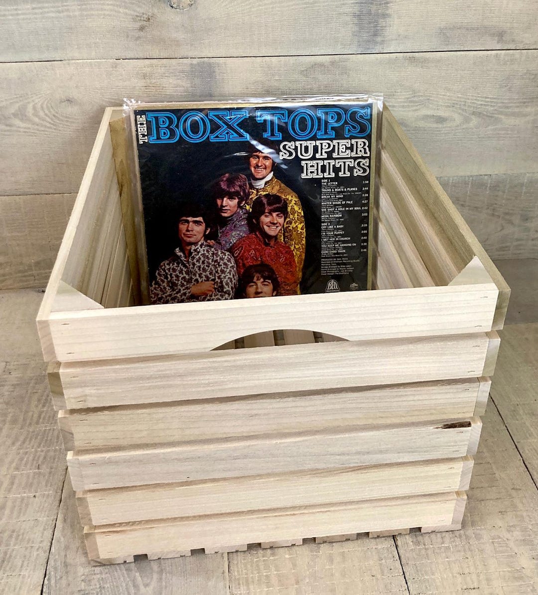 Amish Made Rough Sawn Poplar Wood Crate for Vinyl Records, 12" Tall ...