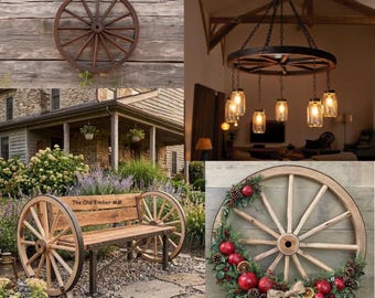 Handcrafted 24" Hickory Wagon Wheels with Steel Tire, (FREE SHIPPING) Heavy Duty, Wagon, Flower Cart, Chandelier, Wedding, Western, Barn.