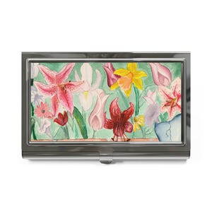 Porte-cartes de visite floral, Porte-cartes de visite élégant, Cadeau pour les entrepreneurs, Accessoires de bureau, Porte-cartes d'identité professionnel, Floral