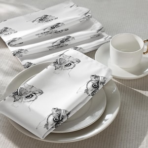 CocktailEule Stoffservietten-Set - Waldtiere, Waldtiere, rustikale Küchenwäsche, wiederverwendbare, umweltfreundliche Servietten