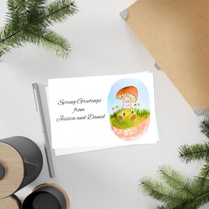 Personalized Mushroom Spring Greeting Postcards - 10 Pack, Cute Illustration, Perfect for Invitations, Thank You Notes, Custom stationary