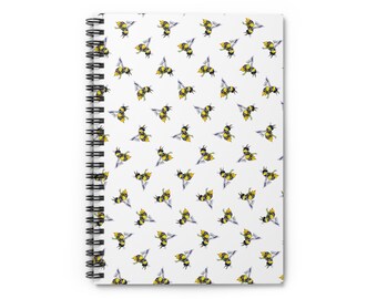 Cuaderno espiral: abejorro de acuarela, diario de abejas, cuaderno de naturaleza, diario de insectos lindos, útiles escolares