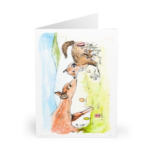 Set wenskaarten met natuurthema, dierenillustratiekaarten voor verjaardagen, bedankbriefjes, milieuvriendelijk kaartenpakket, bosdieren