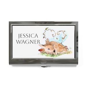Aangepaste visitekaartjeshouder voor natuurliefhebbers, gepersonaliseerde naamkaarthouder, elegant natuurcadeau, kantoororganisatie, uniek collega-cadeau