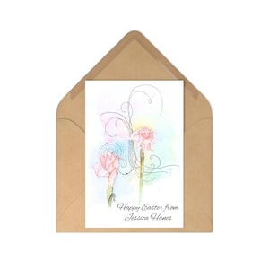 Cartoline pasquali floreali pastello personalizzate - Saluti primaverili acquerellati personalizzati, celebrazioni pasquali, biglietti di auguri
