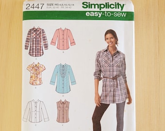 Simplicity 2447 - Women's Button Up Shirt - Uncut And Out Of Print Paper Sewing Pattern