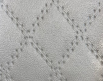 FREE SHIPPING—-Marine Vinyl Fabric, Lt Gray Embossed Diamond Stitch Pattern, 54" width, UV Treated